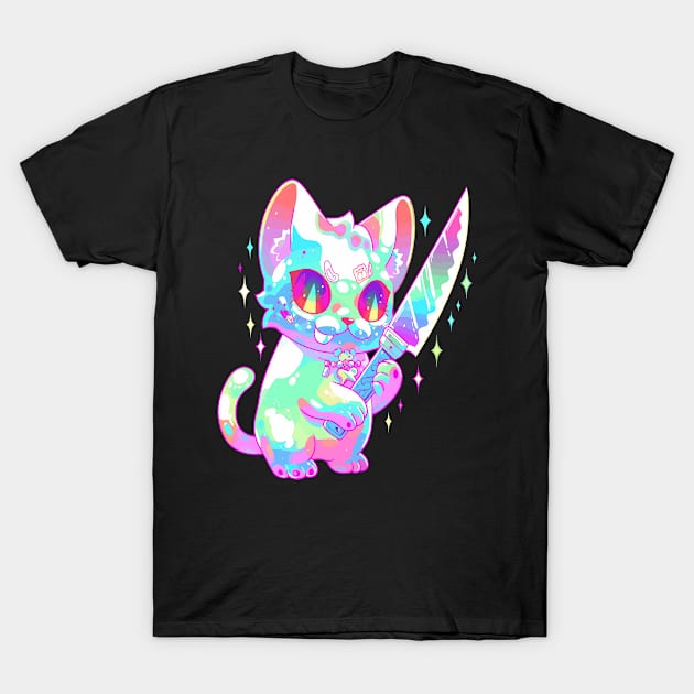 Cute Party Cat Raver EDM Festival Rave T-Shirt by QQdesigns